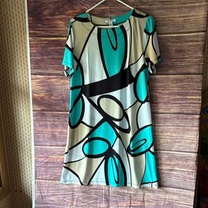 Dress Barn Asymmetrical Dress in Teal and Black